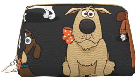 Neuheit Boho Abstrakte Blumen Tragbare Leder Make-up Tasche - Große und langlebige Kosmetiktasche mit Reißverschluss, Reise und On-The-Go Beauty Organizer, Leichte Kulturtasche, Hund Corgi,