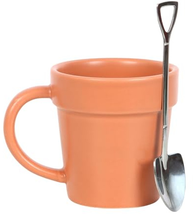 Garden-Themed Mug Set - Potting Shed Range Mug with Plant Pot Design, Ceramic Tea Mug & Mini Shovel Spoon - Perfect Garden Decor Gift Set