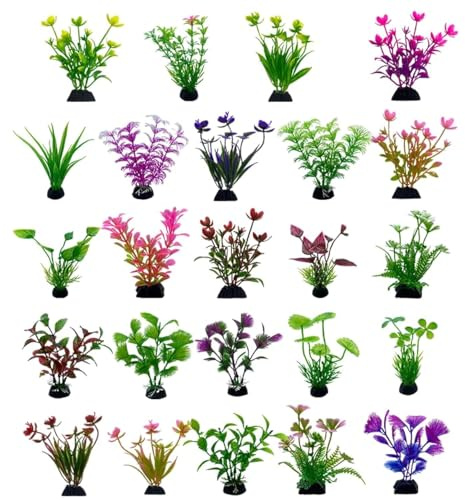 HhBdy Aquarium Pflanzen künstliche 24 Pcs künstliche Fischpflanzen Gemischte Farben Simulierte Wasserpflanzen Aquarienpflanzen Aquarium Pflanzen Echtzur Dekoration von Aquarien Verwendet Werden