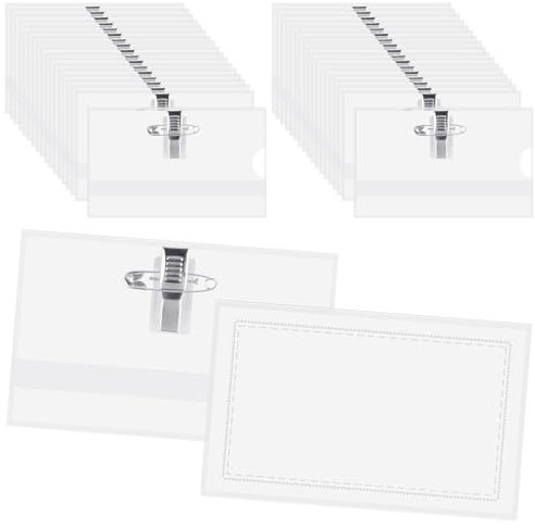 36 Stück Namensschilder,Kunststoff Namensschilder mit Clip Anstecknadel,Namensschild Wasserdicht Transparent,PVC Namensschildhalter für Büros,Schulen,Konferenzen und Ausstellungen(9x5.6 cm)