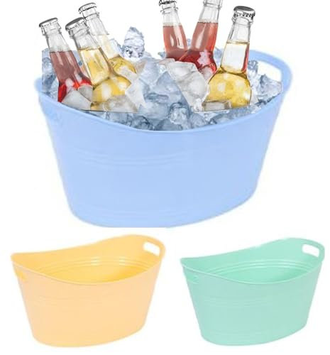 Almineez Premium Plastic Drink Bucket - Large 24L Beverage Tub with Handles - Perfect for Parties, BBQs, and Outdoor Events - Durable and Lightweight - Cooling Bottles Cans of Beer or Soft Drinks