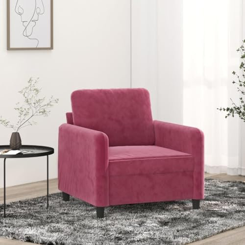 Willood Sessel, Sofa Relaxsessel mit gepolstertem Sitz Armlehnen, Fernsehsessel Loungesessel Metallgestell, Polstersessel Ruhesessel für Wohnzimmer Weißrot 60 cm Samt