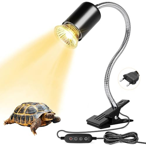 KBIBCK Lampada Riscaldante per Tartarughe e Rettili UVA, UVB E27 25W/50W - Terrario con Clip Girevole a 360° per Tart