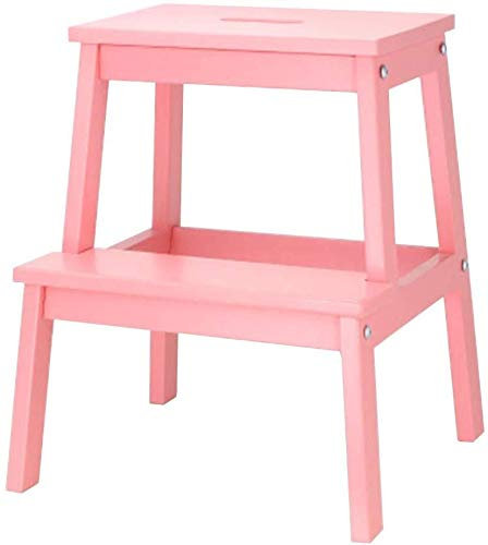 WYRMB Kletterhocker für den Innenbereich, tragbarer Tritthocker/Leiterstuhl aus Holz mit 2 Trittstufen, Haushaltstreppenstuhl, Trittleiter, verbreitertes Werkzeug für den Haus-,Pink