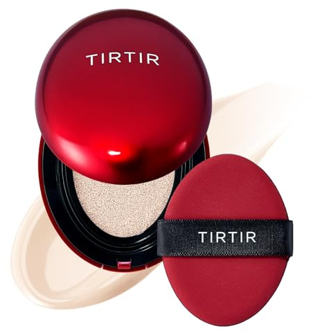 TIRTIR Mask Fit Red Cushion Foundation | Volle Deckkraft, Leicht & Hautnah, Satin Glow Finish | Koreanisches Cushion Make-up, Tattoo-Abdeckung, Aufbauend (0,63 Fl Oz), 10C Shell