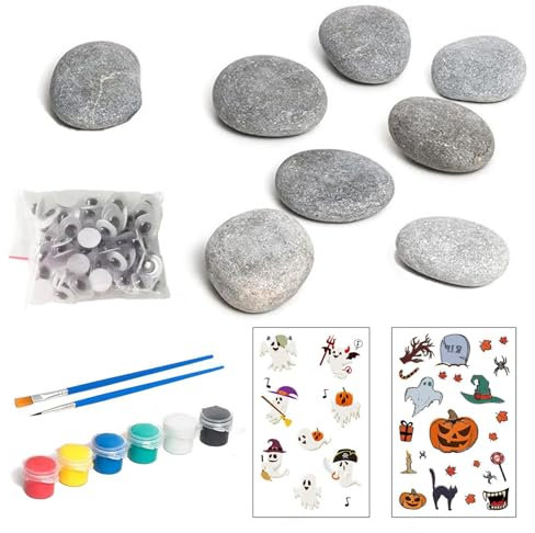 Felsbemalungsset für Kinder,Felsenbemalungsset - Glatte Zeichnungssteine ​​ - Kreativitätsbemalung von Steinarbeiten für Kinder, Familienaktivitäten im Innen- und Außenbereich, weihnachtliche Steinbem