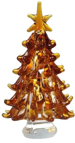 Generisch Glas-Weihnachtsbaum, Miniatur-Weihnachtsbaum, Feiertagstischfigur, Puppenhaus-Miniatur-Winterfiguren, Sammlerstück, Glasstatue für Raumdekoration