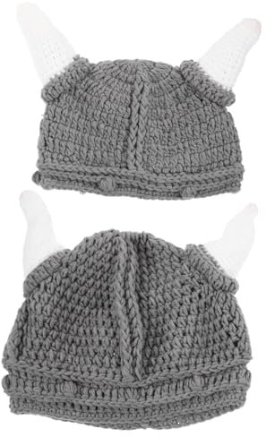 VALICLUD 2stücke Lustige Strick-ochsenhorn-haube Für Erwachsene Und Cosplay-hut Für Halloween Und Themenpartys Einzigartiges Design Atmungsaktives Material Auffällige Mütze
