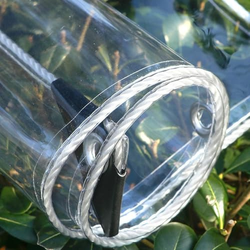 ZHUOZ1T Telone Telo Copertura Impermeabile Trasparente con Occhielli,0.35mm PVC Pieghevole Antipioggia Telone,Anti Strappo Antivento,con corda di fissaggio,per Gazebo,Terrazze (120cm x 220cm)