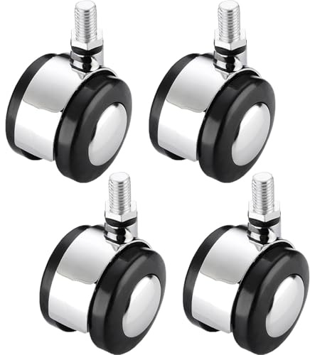 4 Stück Möbelrolle,Rollen M8/M10 Schraube Bockrollen，Schwerlastrollen Lenkrollen für Möbel,4 ohne Bremsen Möbelrollen, 360 Grad Drehung Gummirollen Sesselrollen (M8,40mm)