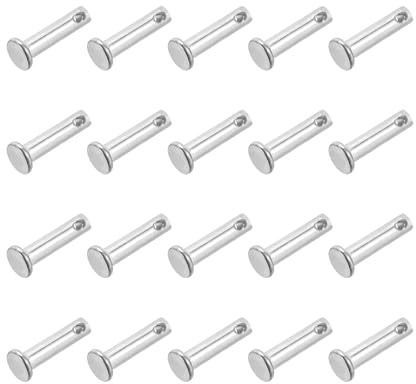 PATIKIL 20 Stück 16mm Lange Steckbolzen 4mm Durch. Flachkopf Edelstahl Bolzen mit Loch 1,7mm Durch. Einlocher Sicherungsbolzen für Industrie Maschinenbau Anhänger Scharnier Möbel, Silber
