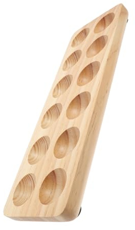 EXHUMKY Bandeja para Huevos De Madera Maciza 12 Espacios Doble Línea Antideslizante Organizador De Cocina Rústico Almacenamiento para Encimera Hogar