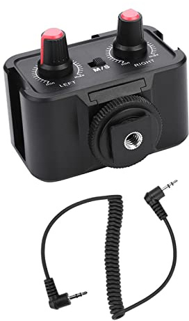 Camera Mic Audio Mixer, WS-V2 2 Channel Universal Microphone DSLR Cameras Audio Mixer Adapter Audio Adapter Mixer with 3.5mm Inputs for DSLR Cameras