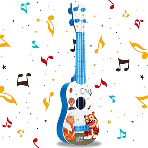 41 cm Ukulélé Jouet Guitare, Ukulélé pour Enfants, Enfant Mini Guitare, Guitare Enfant, Jouet Musical de Guitare, avec 4 Cordes Réglables, pour Tout-Petits, Débutants, Garçons, Filles, Bleu