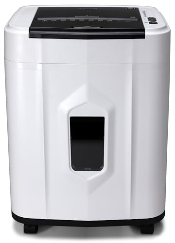 Aurora Professional Grade 120-Sheet Auto Feed Micro-Cut Paper and Credit Card Shredder with 5 Gallon Pullout Basket / 30 Minutes/Security Level P-4 (White/Black)