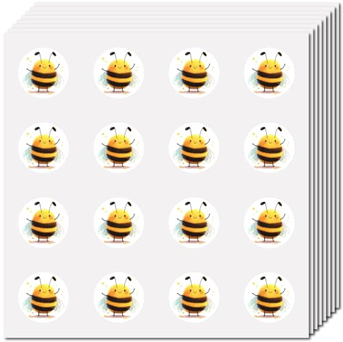 CREATCABIN 128 Stück Mini Bienen Aufkleber Für Lehrer Belohnungsaufkleber 2.5cm Vinyl Kunststoff Wasserdicht Entfernbarer Klebstoff Niedlicher Cartoon Bildaufkleber Für Tagebuch Planer Foto Koffer