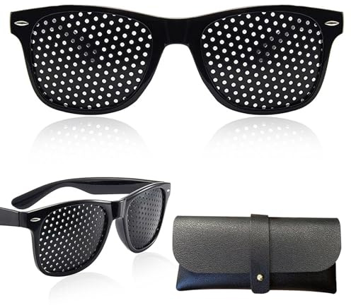 Hiborth Vision Correction Glasses, Pinhole Glasses for Improving Vision, Distance & Myopia Support Eye Protection Exercise Eyewear (A)