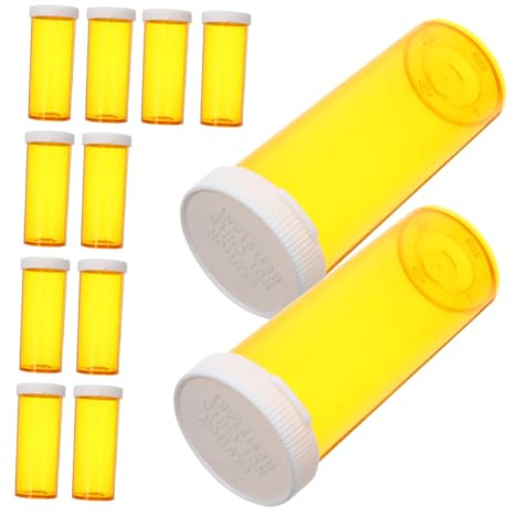 Pastillero Compacto 12 Piezas PP Naranja, Frasco de Viaje para Pastillas | Botella de Plástico para Medicamentos, Contenedores para Guardar Pastillas, Pastillero Digital