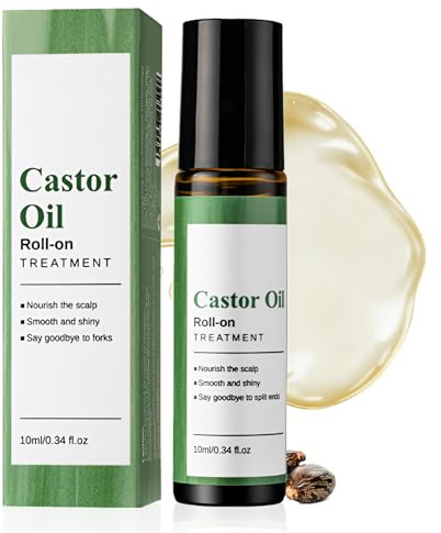 Castor Oil for Hair Growth, Roll on Castor Oil Scalp Treatment, Moisturising Hair Body Massage Oil Nourishing Skincare Bottle, Reduce Split Ends Soothes Muscles Daily Body Care