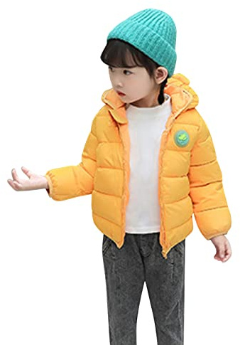 OBiQuzz Giacca trapuntata per bambini e ragazzo: piumino caldo con orecchie d'orso, giacca invernale leggera in cotone con chiusura lampo, giacca antivento in tinta unita, comoda giacca per bambini