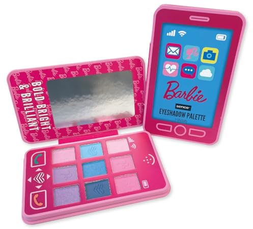 Barbie Lidschattenpalette 9 Farben Pink Dreams, Schminkspiegel, Schminke, Lidschatten Palette, vegan Schminkset, Lila Glitter, Sence Makeup Beauty Kosmetik (1 Stk)