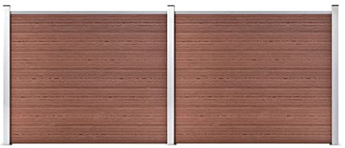 Staketelement set WPC 353 x 146 cm brun, robust insynsskydd för trädgård, hållbara staketbrädor med aluminiumprofil, enkel montering, komposit av träplast