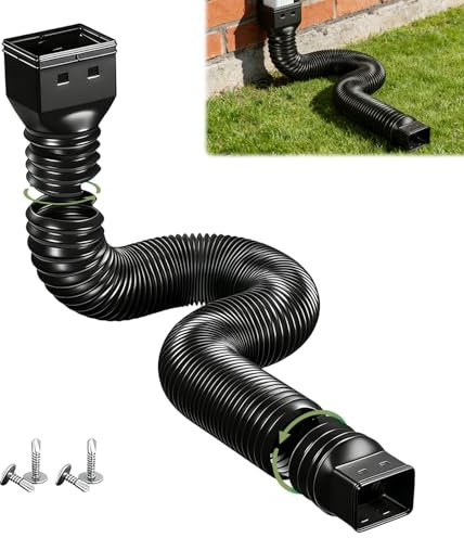 Prolunga flessibile per grondaia, tubo di scarico, flessibile, rotonda, per tubo di scarico 80/100 mm, allungabile da 47 a 150 cm, prolunga per grondaie, 1 pezzo (nero)