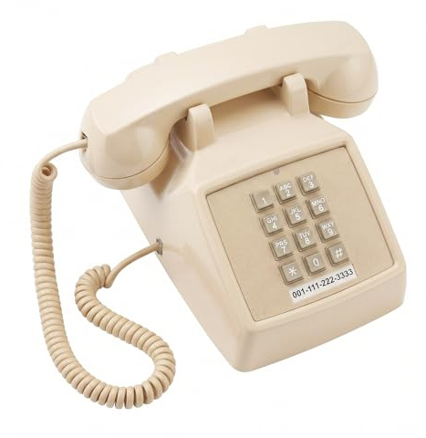 SIXDEFLY Telefono fisso vintage con cavo, telefono fisso classico retrò con pulsante meccanico, telefono fisso cablato per casa, ufficio, decorazione hotel e chiamate quotidiane