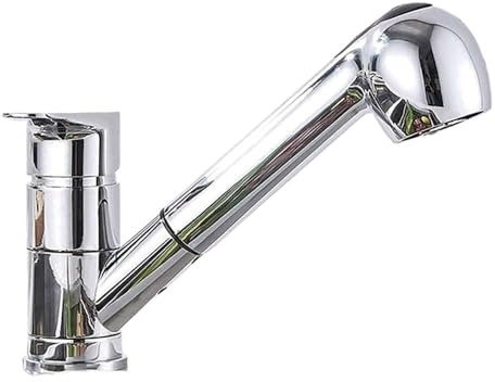 Miscelatore for lavabo con doccetta estraibile, rubinetto acqua calda e fredda, telescopico girevole, colonna d'acqua doccia, a 2 modalità, cromato
