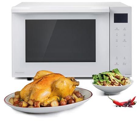 Panasonic NN-DF37PWEPG Horno Microondas y Grill, 1000W, 23L, Inverter, Modo Eco Combi, Plato no Giratorio, 16 Programas Automáticos, Bandeja Esmaltada, Rejilla Alambre, Fácil Limpieza, Blanco