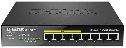 D-Link DGS-1008P switch di rete Non gestito Gigabit Ethernet (10/100/1000) Supporto Power over Ethernet (PoE) Nero