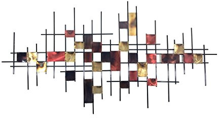 New - Metal Wall Art Sculpture - Large Underground Burnt Abstract Map Grid