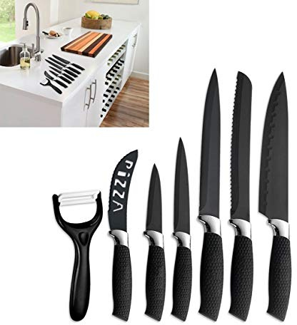 Mediawave Store Set 6 coltelli con rivestimento in ceramica - colore NERO RL-BLK6-W mws1790