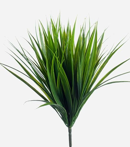 artplants.de Künstliches Schilfgras auf Steckstab, grün, 35cm - Kunstgras - Kunstpflanze - Kunststoff Gras