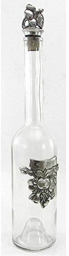 Bottiglia in vetro soffiato e peltro per grappa con frutta