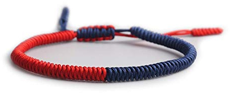 EXINOX Pulsera Tibeta Tradicional | Hombre Mujer | Ajustable | Espiritual Budista | Azul y Rojo