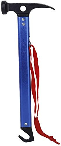 Inzopo High Carbon Steel Multi-function Camping Mallet Hammer for Tent Pegs Blue -