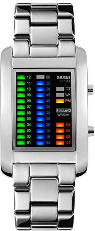Ourui Orologi Da Polso,Creative 2 Orologio Binario A Tenuta Stagna Cool Led Orologio Digitale, Argento