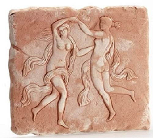 CIGNO E DANZA (2 PEZZI) IN TERRACOTTA PANNELLI A MURO DECORATIVI FATTI A MANO MADE IN ITALY QUADRO IN COTTO COCCIO NATURALE CASA GIARDINO RIVESTIMENTO