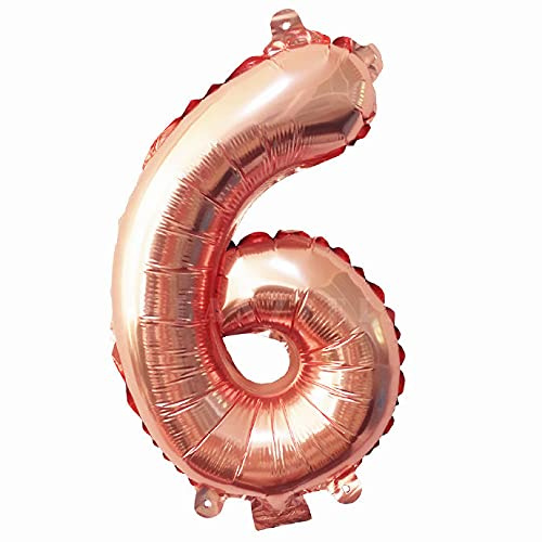 Lepep 40 cm Roségold Luftballons Zahlen von 0 bis 9 Buchstaben von A bis Z Party Deko Ballons für Geburtstag Brautparty Hochzeit Abschlussball Folienballons Dekoration (Zahl 6)