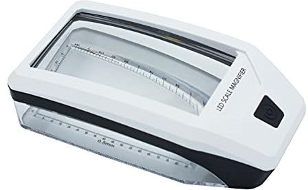 LED-Skalen-Lupe, 3-fache Vergrößerung, mit 6 LED und 2 UV-Lampen, mit Messskala