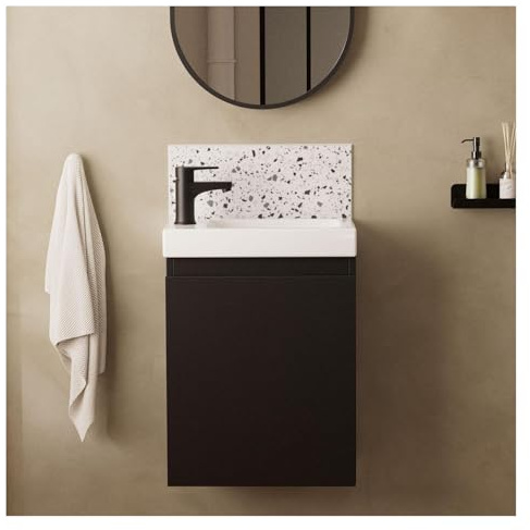MOB-IN Meuble Lave-Mains Lisa + Robinet Noir