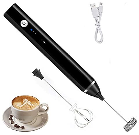 Espumador De Leche De Mano, 1200mAH Usb Recargable Batidora Eléctrica Para Bebidas Con Batidor De Huevos Y Mezclador De Bebidas, 5 Velocidades Ajustables, Para Capuchino, Frappe, Matcha Y Más