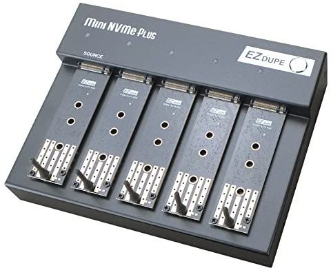 EZ DUPE Duplicador portátil SSD PCIe NVMe y SATA de 1 a 4 M.2, clonador y copiadora NVMe independiente (Mini NVMe Plus)