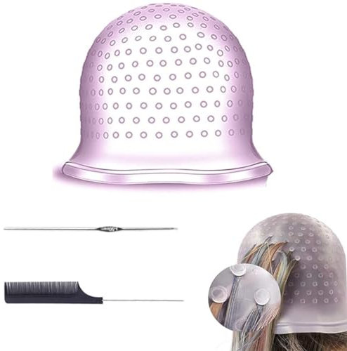 PLABBDPL Cuffia per Meches, Cappucci Capelli Silicone, Strumenti Professionali per Parrucchieri, Cuffia per Capelli per Meches Cappello Colorante per Capelli con Ganci e pettini per Colorare i Capelli