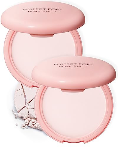 THESAEM Saemmul Perfect Pore Rosa Pact, Pressed Powder Makeup Finish for Oil Control and Pore Minimization, Relieves Sensitive Skin with Calamine, Fixing Powder, No Clumps