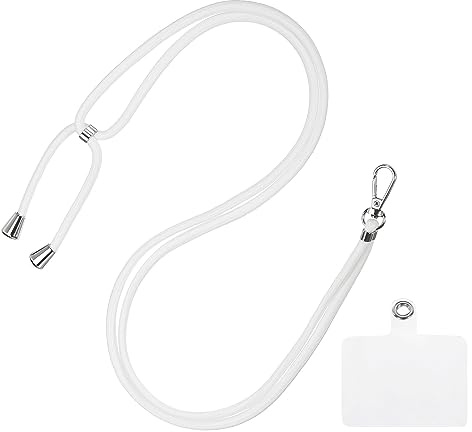 sourcing map Phone Lanyard Universal Crossbody Polyester Adjustable Neck Lanyard with Transparent Lanyard Patch for Smartphone Case White 1 Pcs