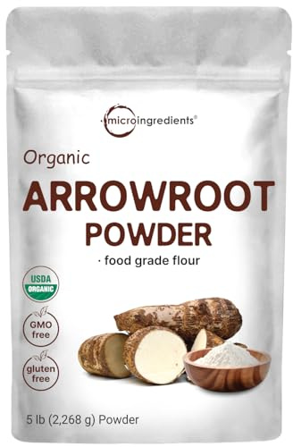 Organic Arrowroot Powder (Flour), 5lb (80oz) | Premium Source from Arrowroot Plants | Unflavored Thickening Agent for Cooking & Baking | Substitute for Cornstarch or Wheat | Non-GMO, Gluten Free
