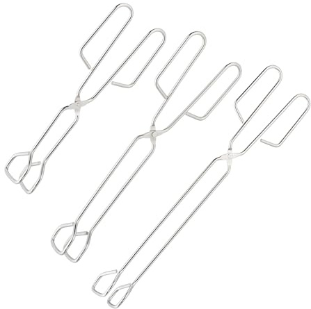 Relaxdays Grillzange 3er Set, rostfreier Edelstahl, Scherenzange für Grill & Küche, Zangenlänge 24, 30 & 38 cm, Silber