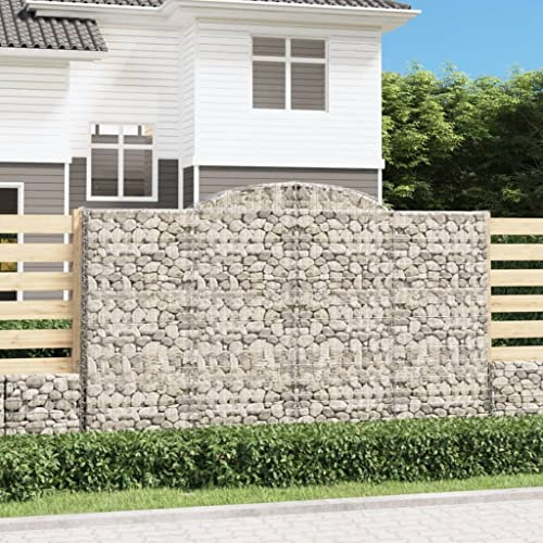 WHOPBXGAD blumentopf,blumentopf Gross,blumentöpfe,Gabionen mit Hochbogen 4 STK. 300x50x180/200cm Verzinktes Eisenpflanzkübel groß außen,blumentopf hoch,pflanzkübel,